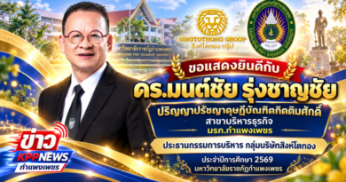ขอแสดงยินดีกับ ดร.มนต์ชัย รุ่งชาญชัย ปริญญาเอกกิตติมศักดิ์  สาขาบริหารธุรกิจ มรภ.กำแพงเพชร