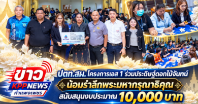 ปตท.สผ. โครงการเอส 1 ร่วมประดิษฐ์ดอกไม้จันทน์ น้อมรำลึกพระมหากรุณาธิคุณ สนับสนุนงบประมาณ 10,000 บาท